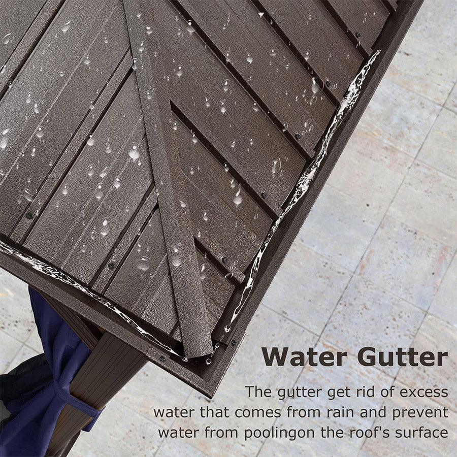 PURPLE LEAF Outdoor Hardtop Gazebo for Patio Bronze Aluminum Frame Pavilion with Navy-Blue Curtain and String Lights-milky - Image 31