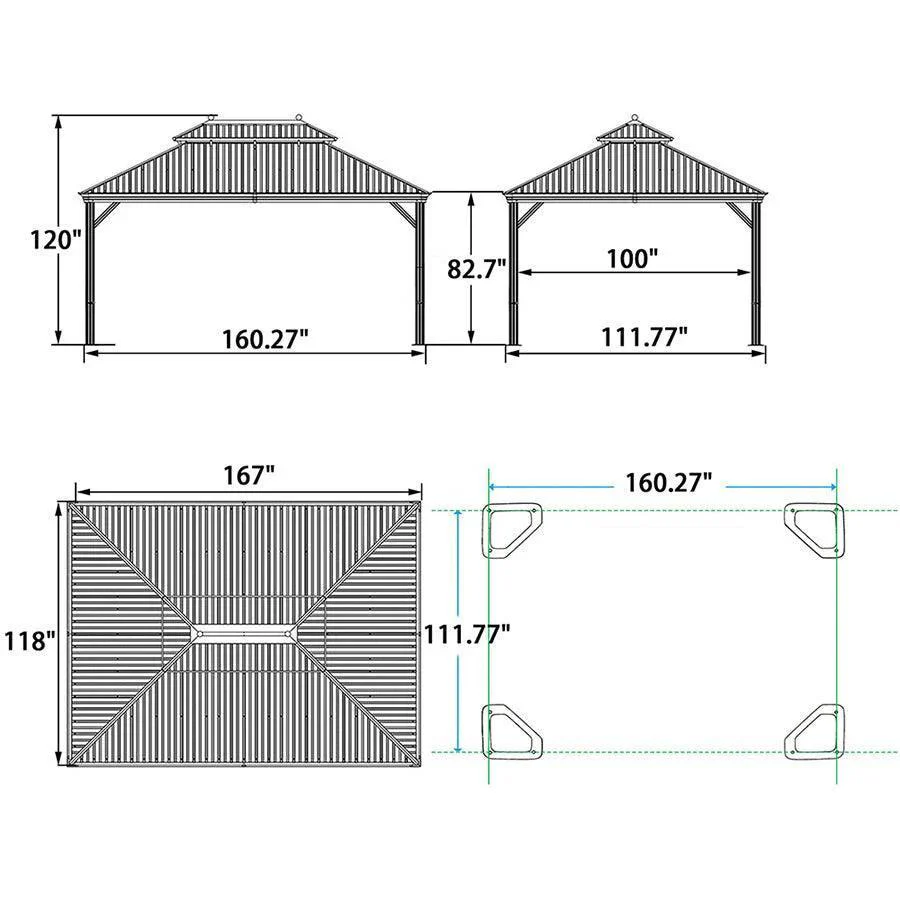 PURPLE LEAF Outdoor Hardtop Gazebo for Patio Bronze Aluminum Frame Pavilion with Navy-Blue Curtain and String Lights-milky - Image 35