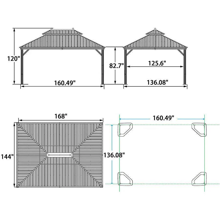 PURPLE LEAF Outdoor Hardtop Gazebo for Patio Bronze Aluminum Frame Pavilion with Navy-Blue Curtain and String Lights-milky - Image 37