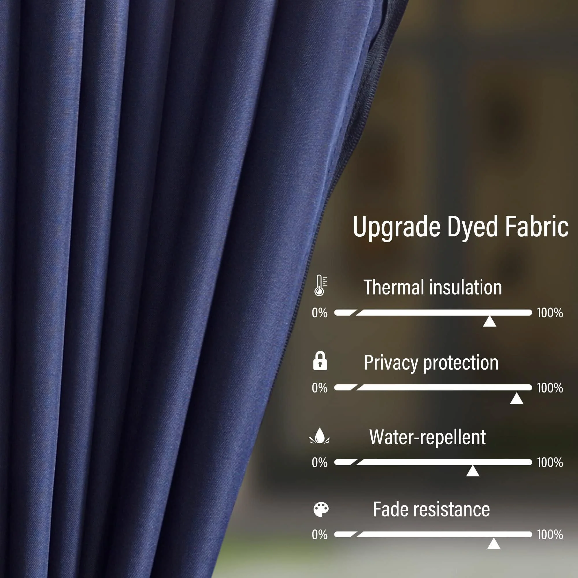 PURPLE LEAF Outdoor Hardtop Gazebo for Patio Bronze Aluminum Frame Pavilion with Navy-Blue Curtain and String Lights-milky - Image 4