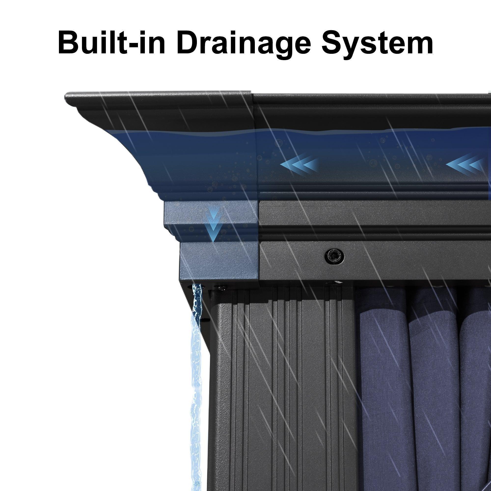 PURPLE LEAF Outdoor Hardtop Gazebo for Patio Grey Aluminum Frame Pavilion with Navy-Blue Curtain and String Lights - Image 20