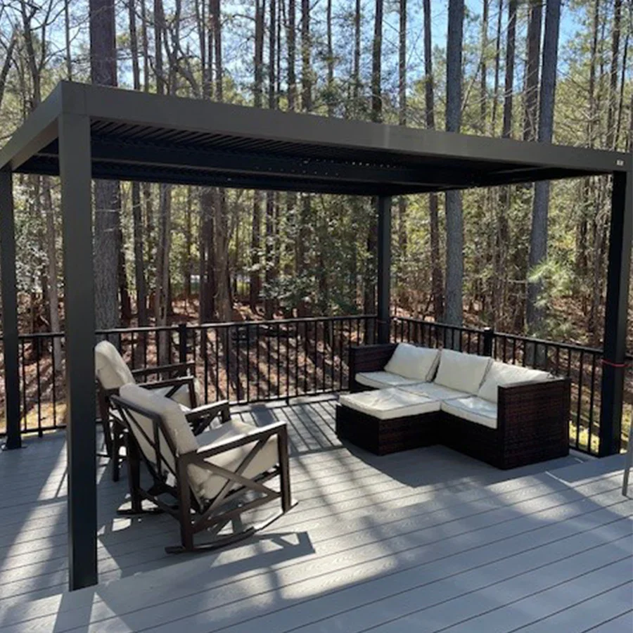 PURPLE LEAF Athena Outdoor Louvered Pergola Adjustable Metal Roof Bronze Hardtop Gazebo Patio Pavilion - Image 101