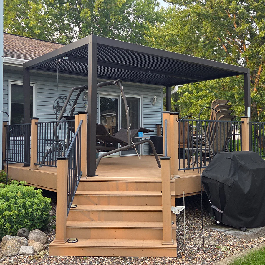 PURPLE LEAF Athena Outdoor Louvered Pergola Adjustable Metal Roof Bronze Hardtop Gazebo Patio Pavilion - Image 104