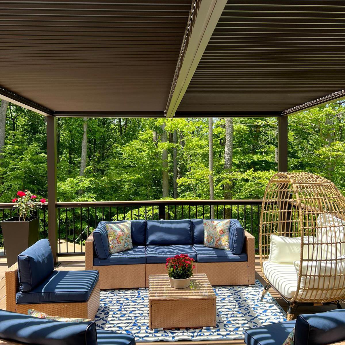 PURPLE LEAF Athena Outdoor Louvered Pergola Adjustable Metal Roof Bronze Hardtop Gazebo Patio Pavilion - Image 11