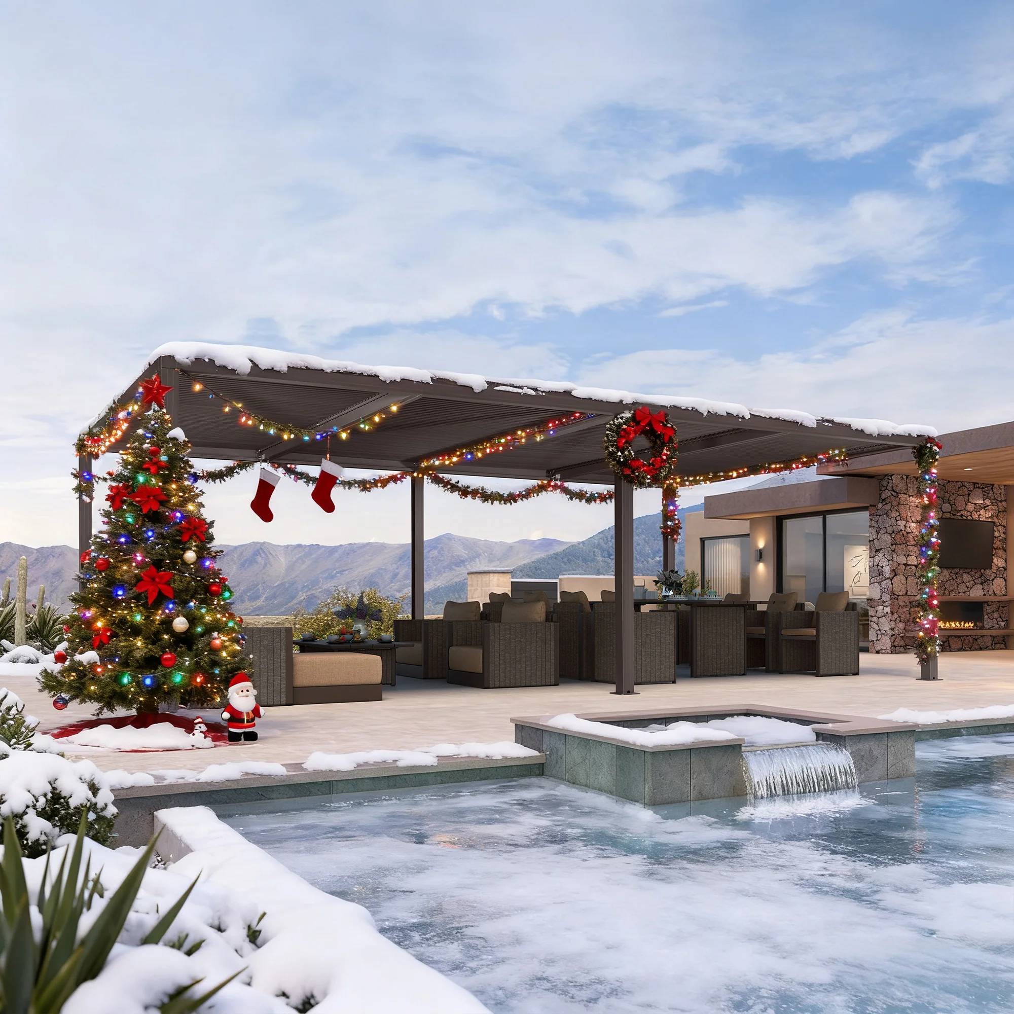 PURPLE LEAF Athena Outdoor Louvered Pergola Adjustable Metal Roof Bronze Hardtop Gazebo Patio Pavilion - Image 117