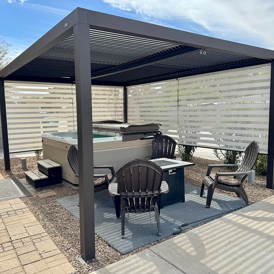 PURPLE LEAF Athena Outdoor Louvered Pergola Adjustable Metal Roof Bronze Hardtop Gazebo Patio Pavilion - Image 118