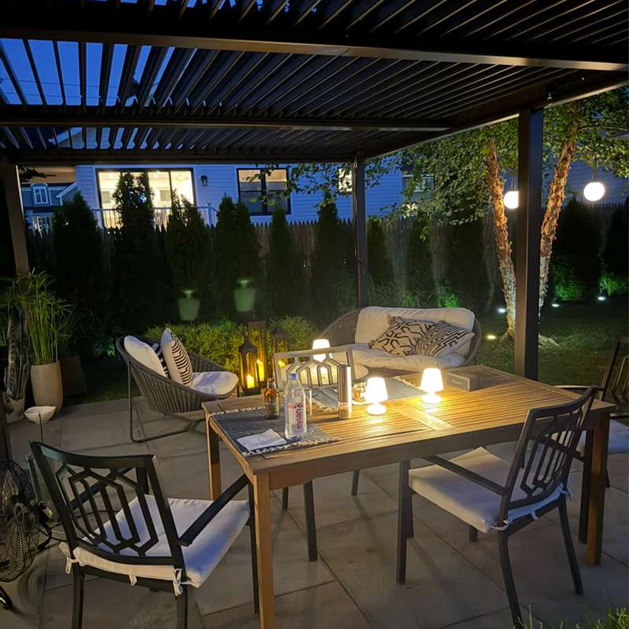 PURPLE LEAF Athena Outdoor Louvered Pergola Adjustable Metal Roof Bronze Hardtop Gazebo Patio Pavilion - Image 119