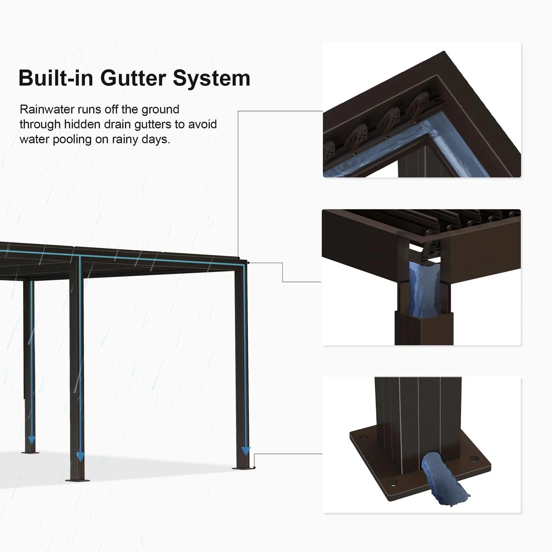 PURPLE LEAF Athena Outdoor Louvered Pergola Adjustable Metal Roof Bronze Hardtop Gazebo Patio Pavilion - Image 16