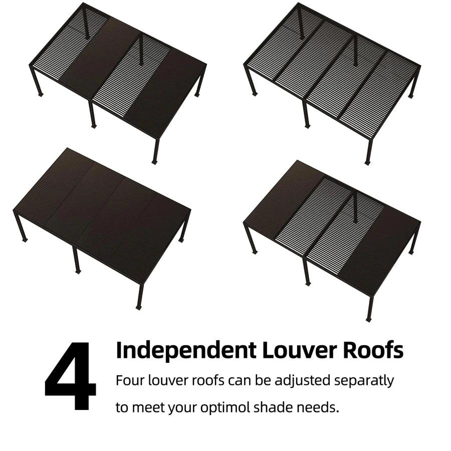 PURPLE LEAF Athena Outdoor Louvered Pergola Adjustable Metal Roof Bronze Hardtop Gazebo Patio Pavilion - Image 21