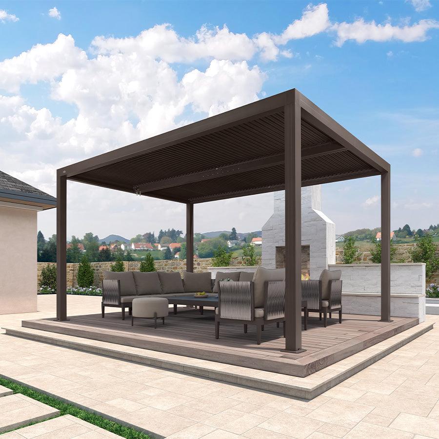 PURPLE LEAF Athena Outdoor Louvered Pergola Adjustable Metal Roof Bronze Hardtop Gazebo Patio Pavilion - Image 26