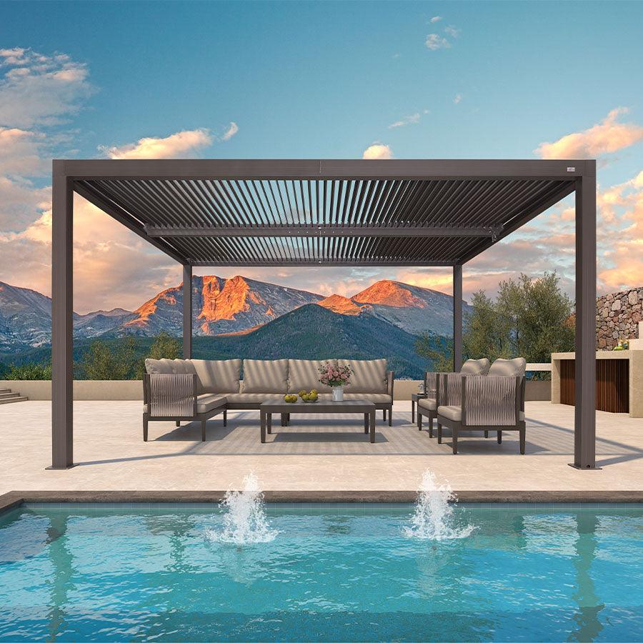 PURPLE LEAF Athena Outdoor Louvered Pergola Adjustable Metal Roof Bronze Hardtop Gazebo Patio Pavilion - Image 30