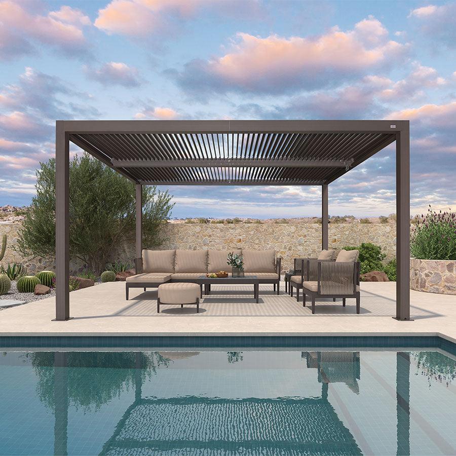 PURPLE LEAF Athena Outdoor Louvered Pergola Adjustable Metal Roof Bronze Hardtop Gazebo Patio Pavilion - Image 31