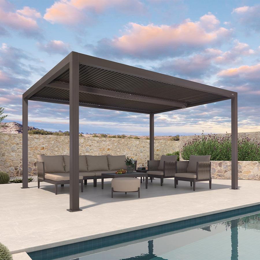 PURPLE LEAF Athena Outdoor Louvered Pergola Adjustable Metal Roof Bronze Hardtop Gazebo Patio Pavilion - Image 32