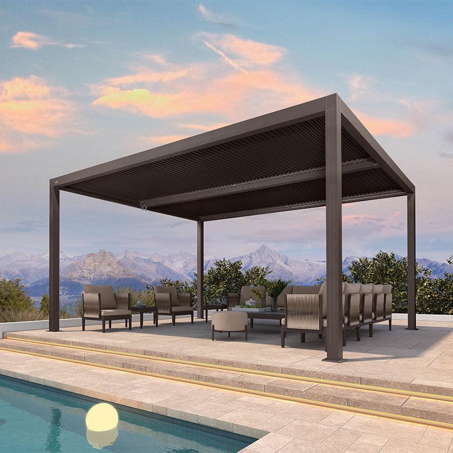 PURPLE LEAF Athena Outdoor Louvered Pergola Adjustable Metal Roof Bronze Hardtop Gazebo Patio Pavilion - Image 34