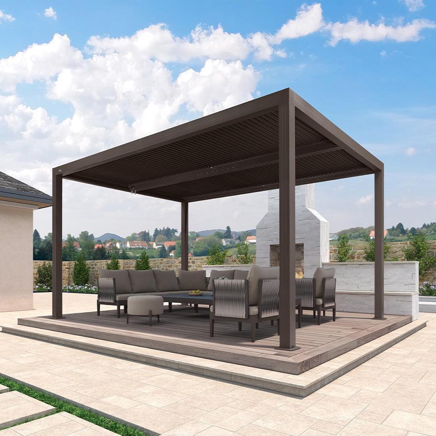 PURPLE LEAF Athena Outdoor Louvered Pergola Adjustable Metal Roof Bronze Hardtop Gazebo Patio Pavilion - Image 37