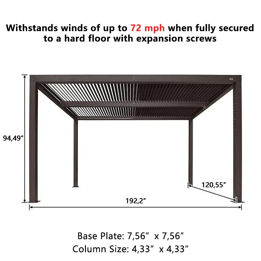 PURPLE LEAF Athena Outdoor Louvered Pergola Adjustable Metal Roof Bronze Hardtop Gazebo Patio Pavilion - Image 52