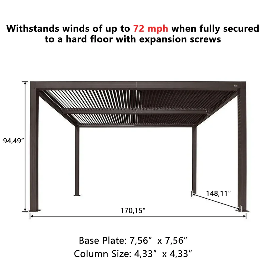 PURPLE LEAF Athena Outdoor Louvered Pergola Adjustable Metal Roof Bronze Hardtop Gazebo Patio Pavilion - Image 58