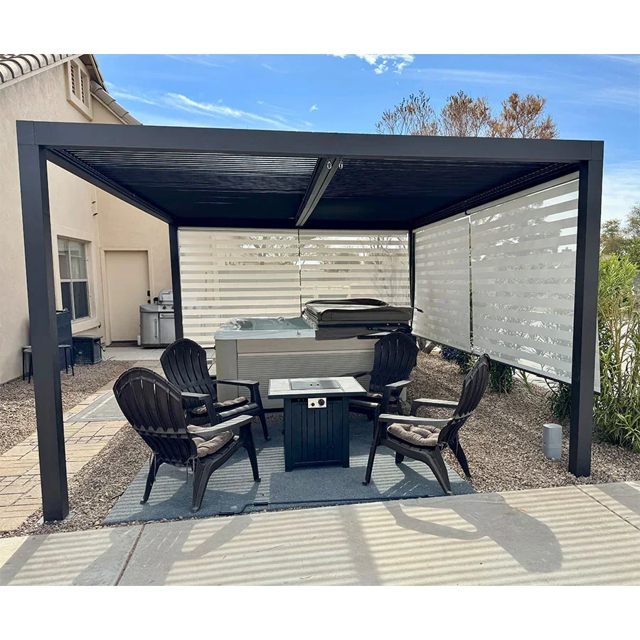 PURPLE LEAF Athena Outdoor Louvered Pergola Adjustable Metal Roof Bronze Hardtop Gazebo Patio Pavilion - Image 80