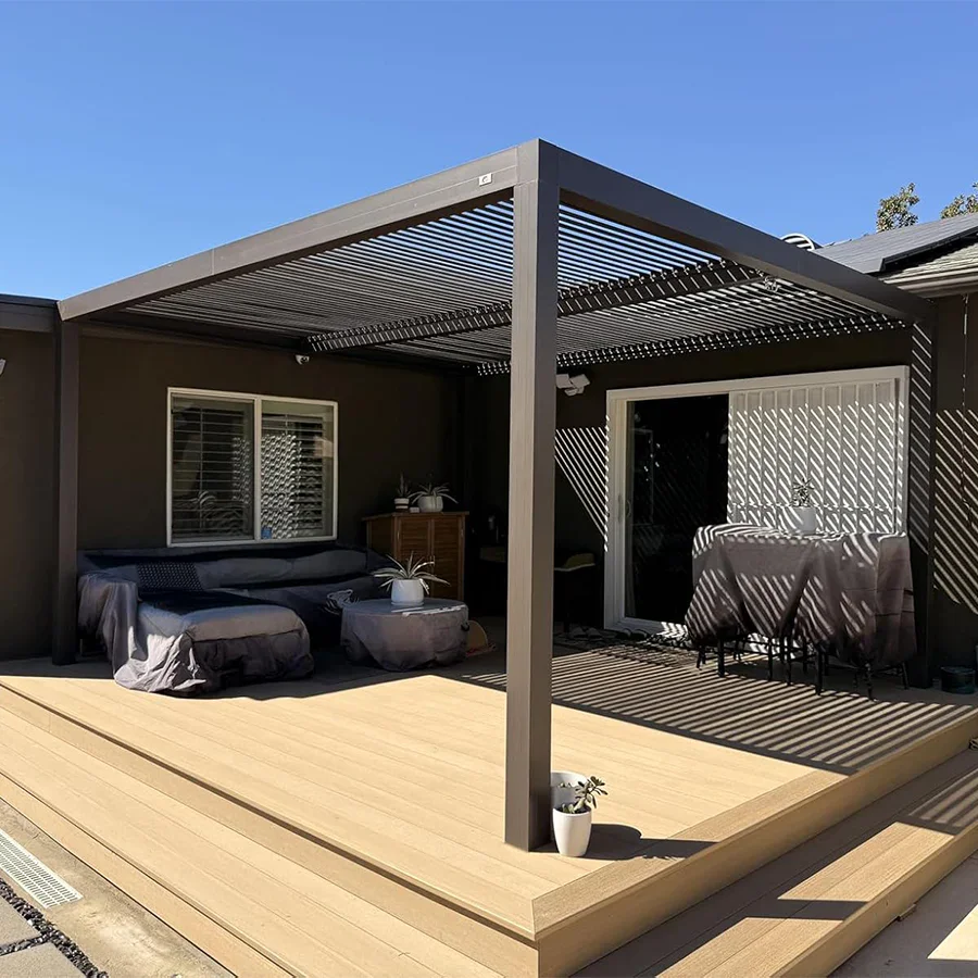 PURPLE LEAF Athena Outdoor Louvered Pergola Adjustable Metal Roof Bronze Hardtop Gazebo Patio Pavilion - Image 81