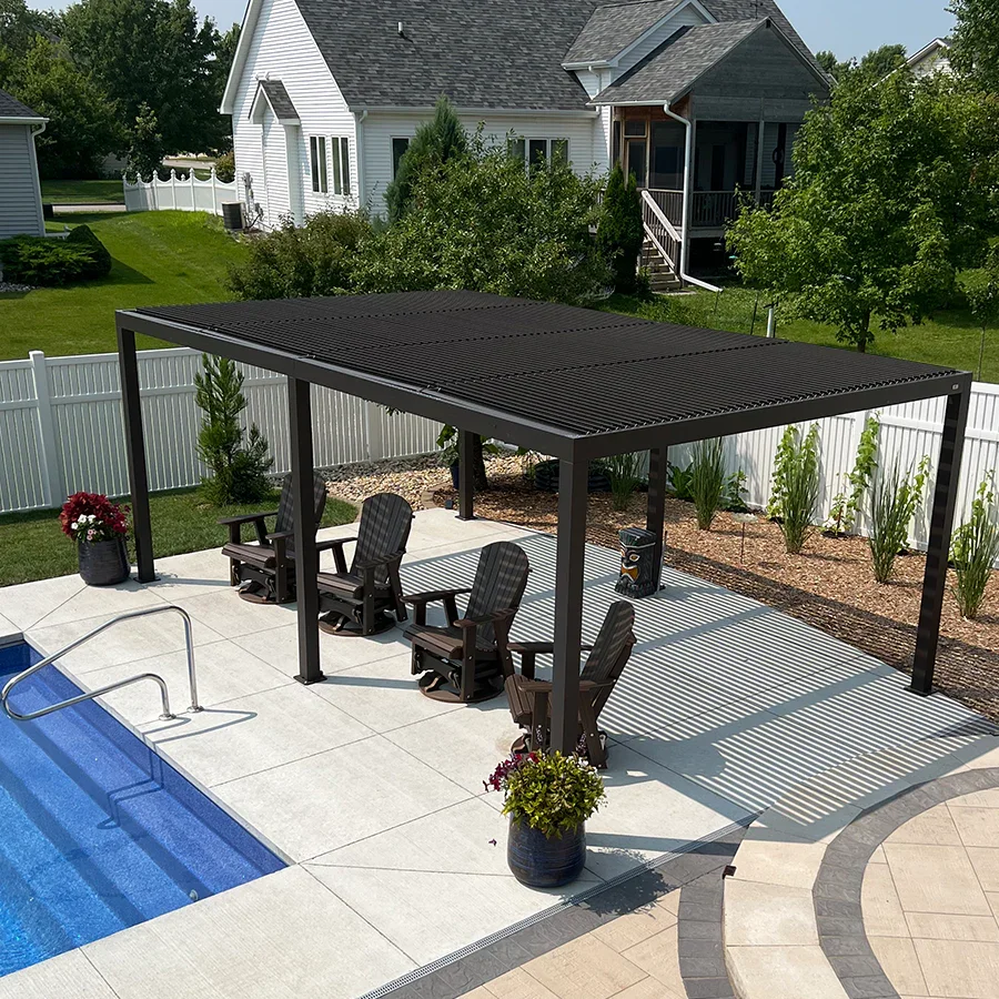 PURPLE LEAF Athena Outdoor Louvered Pergola Adjustable Metal Roof Bronze Hardtop Gazebo Patio Pavilion - Image 84