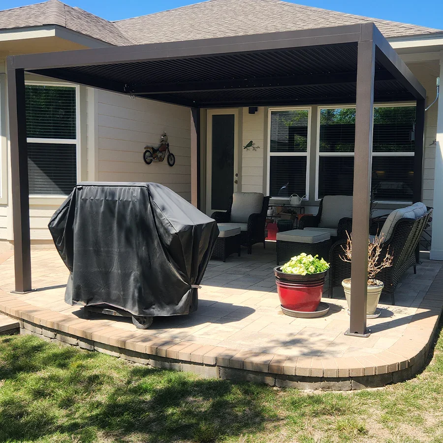 PURPLE LEAF Athena Outdoor Louvered Pergola Adjustable Metal Roof Bronze Hardtop Gazebo Patio Pavilion - Image 85