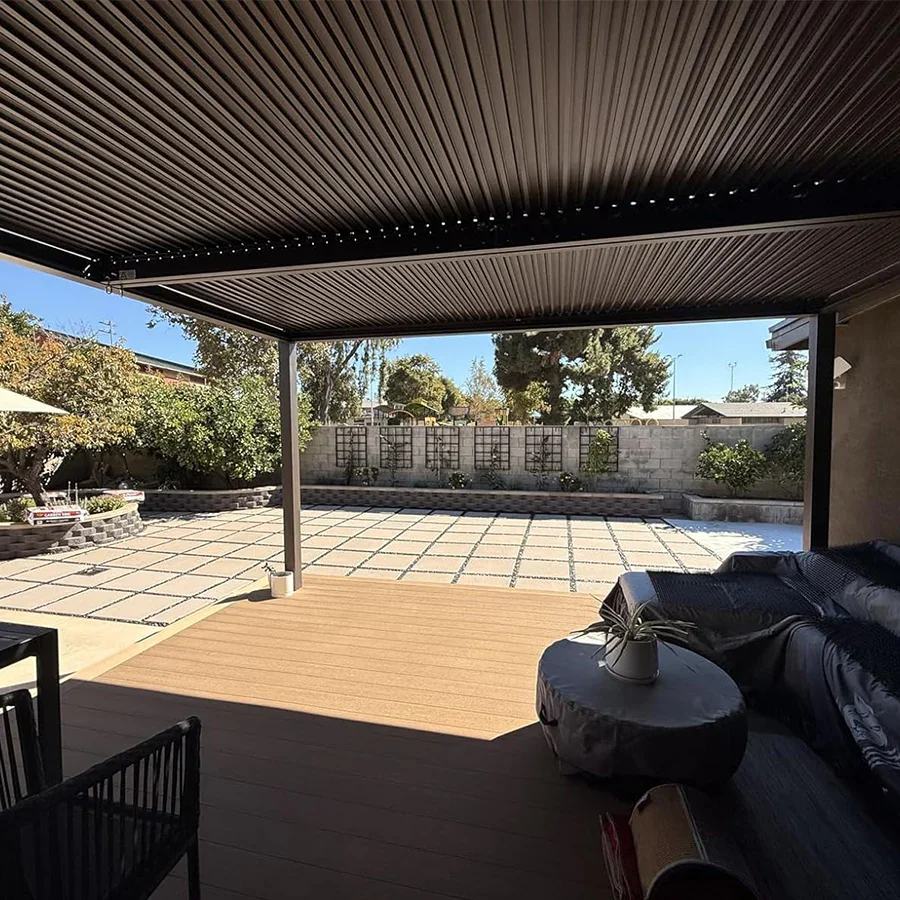 PURPLE LEAF Athena Outdoor Louvered Pergola Adjustable Metal Roof Bronze Hardtop Gazebo Patio Pavilion - Image 86