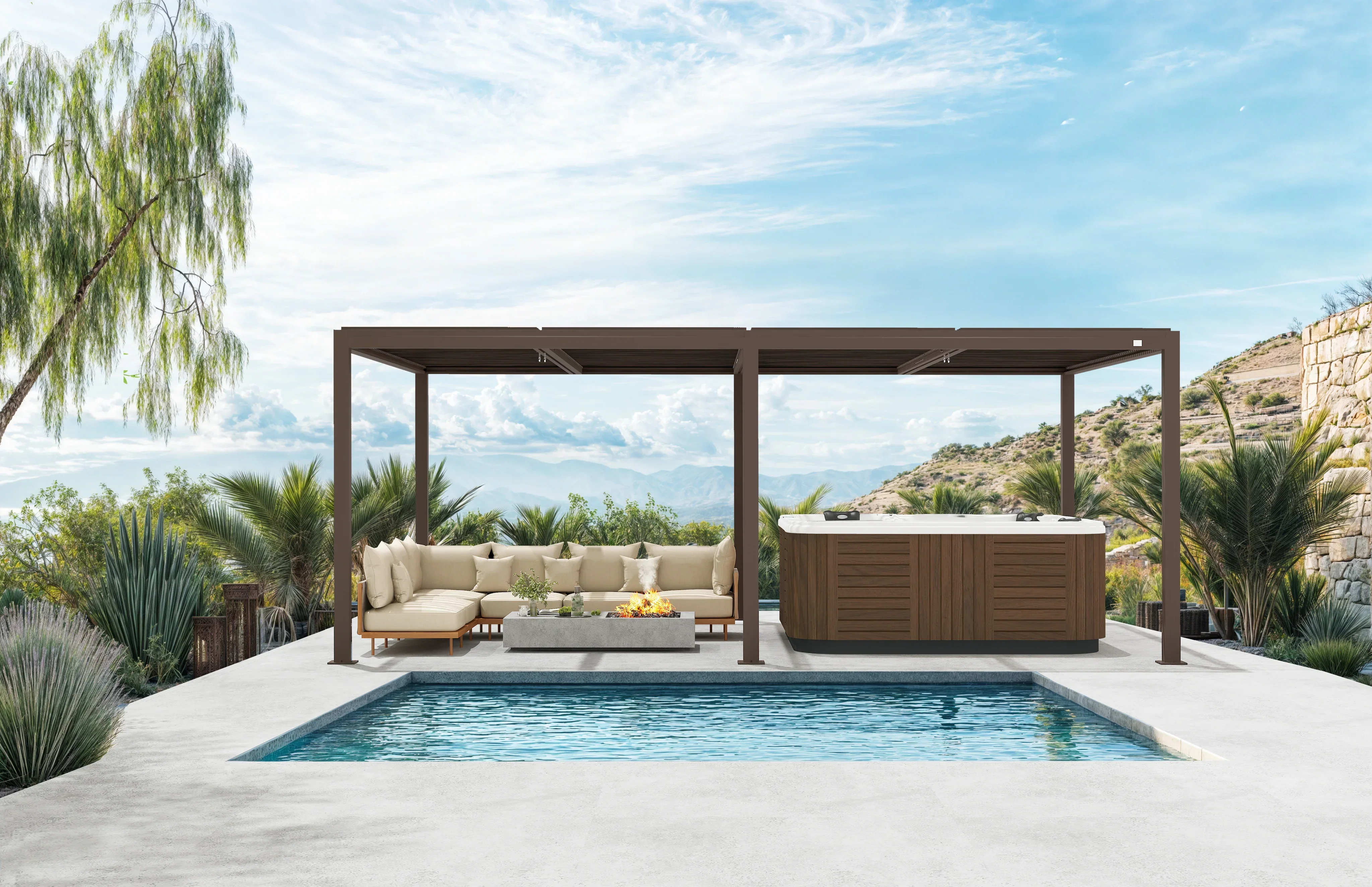 PURPLE LEAF Athena Outdoor Louvered Pergola Adjustable Metal Roof Bronze Hardtop Gazebo Patio Pavilion - Image 91