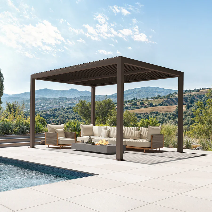 PURPLE LEAF Athena Outdoor Louvered Pergola Adjustable Metal Roof Bronze Hardtop Gazebo Patio Pavilion - Image 93