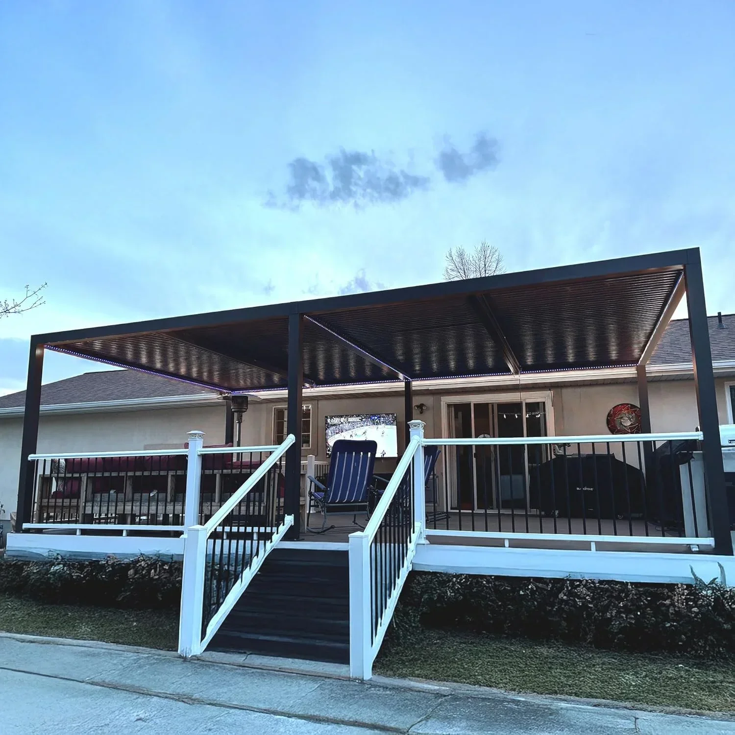 PURPLE LEAF Athena Outdoor Louvered Pergola Adjustable Metal Roof Bronze Hardtop Gazebo Patio Pavilion - Image 99