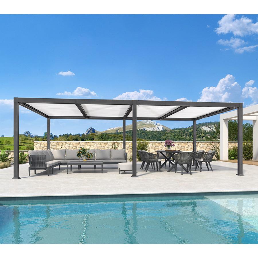 PURPLE LEAF Caesar Outdoor Louvered Pergola Patio Sun Shade Shelter with Adjustable Hardtop Patio Pergola Gray Frame White Roof - Image 10