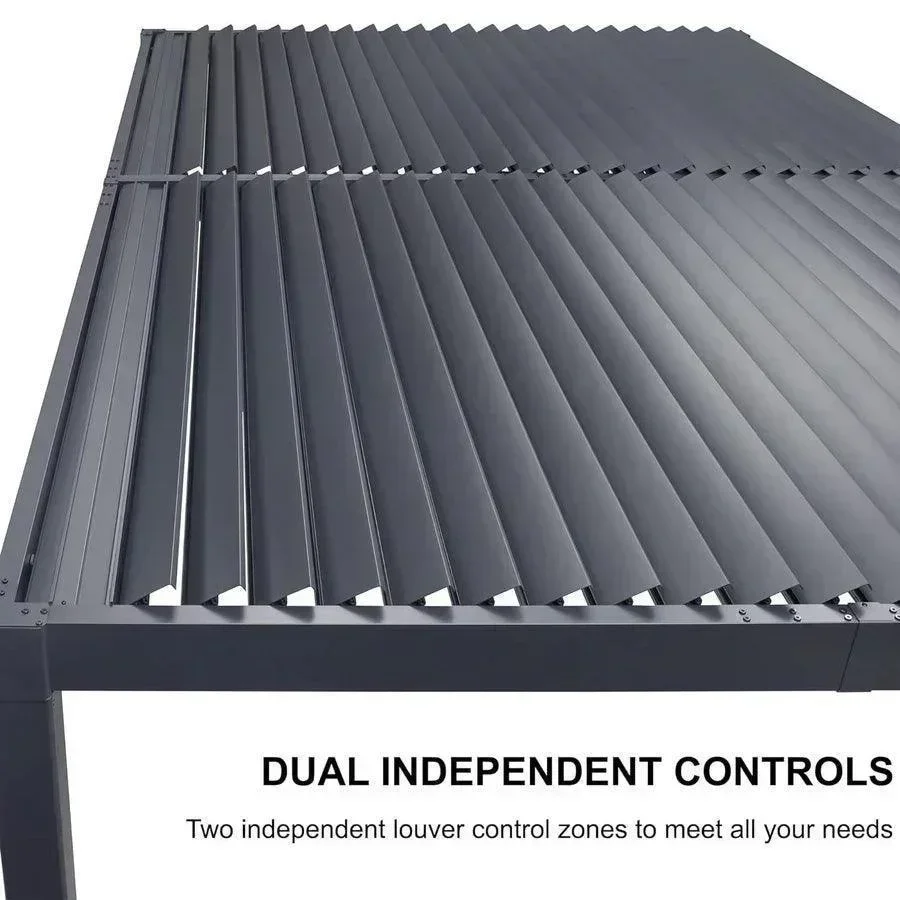 PURPLE LEAF Caesar Outdoor Louvered Pergola Patio Sun Shade Shelter with Adjustable Hardtop Patio Pergola Gray Frame White Roof - Image 31