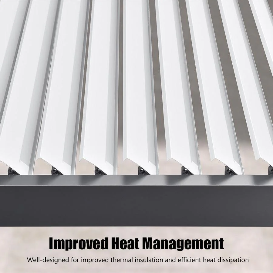 PURPLE LEAF Caesar Outdoor Louvered Pergola Patio Sun Shade Shelter with Adjustable Hardtop Patio Pergola Gray Frame White Roof - Image 34