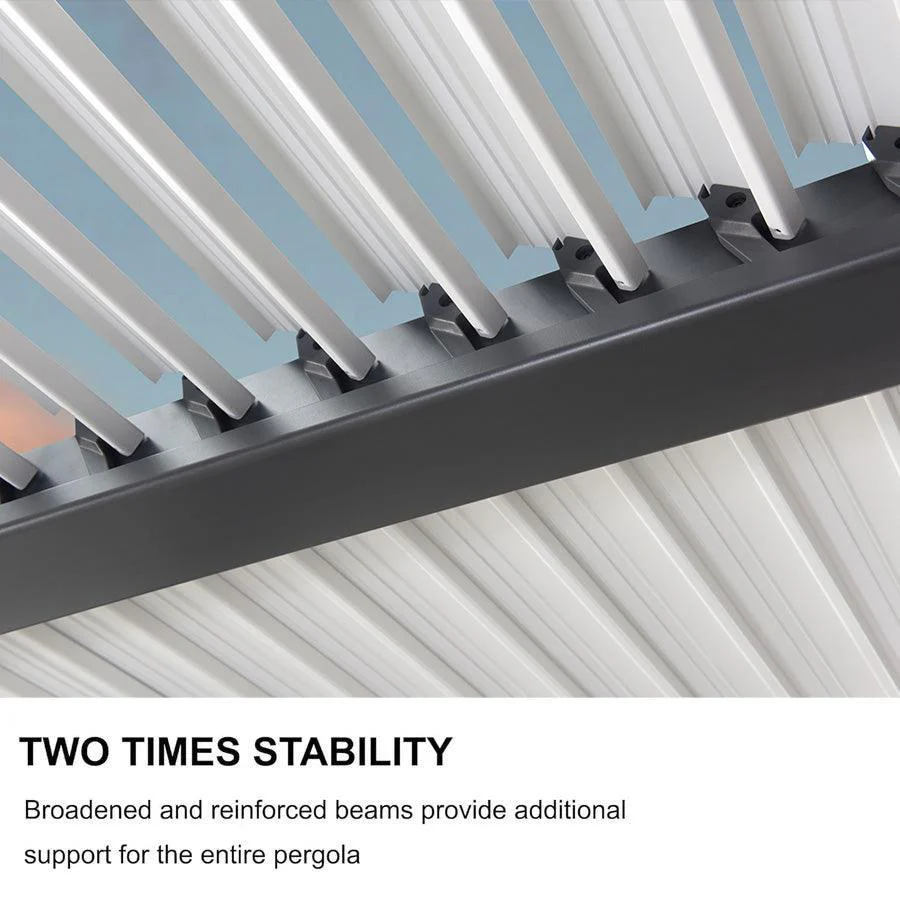 PURPLE LEAF Caesar Outdoor Louvered Pergola Patio Sun Shade Shelter with Adjustable Hardtop Patio Pergola Gray Frame White Roof - Image 35