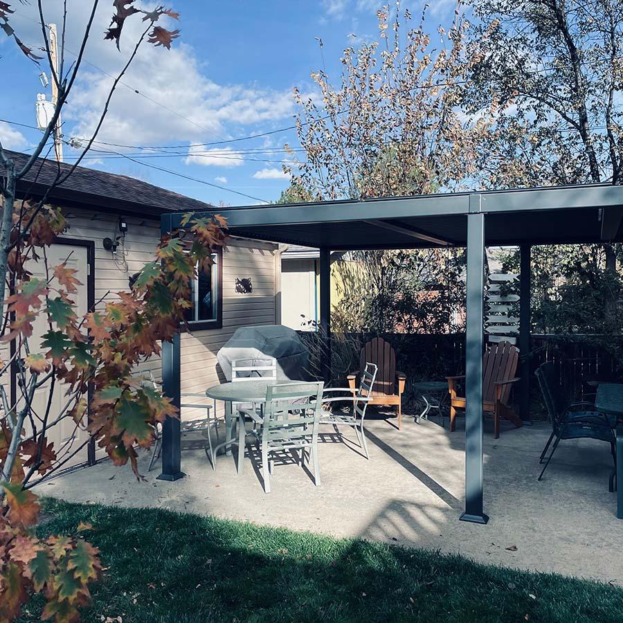 PURPLE LEAF Caesar Solar Louvered Pergola with LED Strip Lights and Control Panel Aluminum Outdoor Pergola with Adjustable Roof for Patio Deck Garden Yard Gray - Image 11