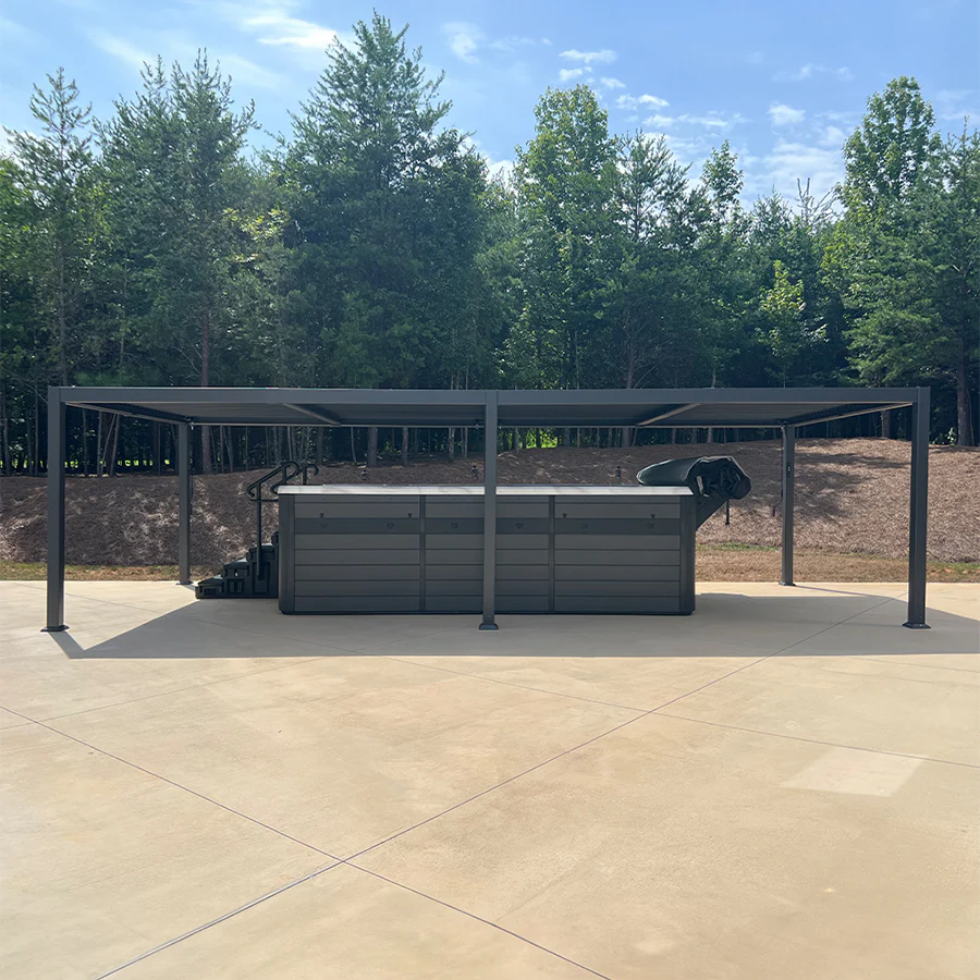 PURPLE LEAF Caesar Solar Louvered Pergola with LED Strip Lights and Control Panel Aluminum Outdoor Pergola with Adjustable Roof for Patio Deck Garden Yard Gray - Image 112