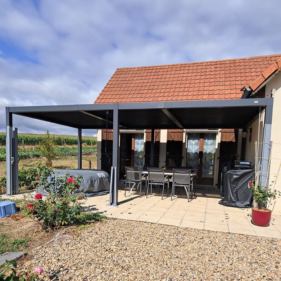 PURPLE LEAF Caesar Solar Louvered Pergola with LED Strip Lights and Control Panel Aluminum Outdoor Pergola with Adjustable Roof for Patio Deck Garden Yard Gray - Image 113