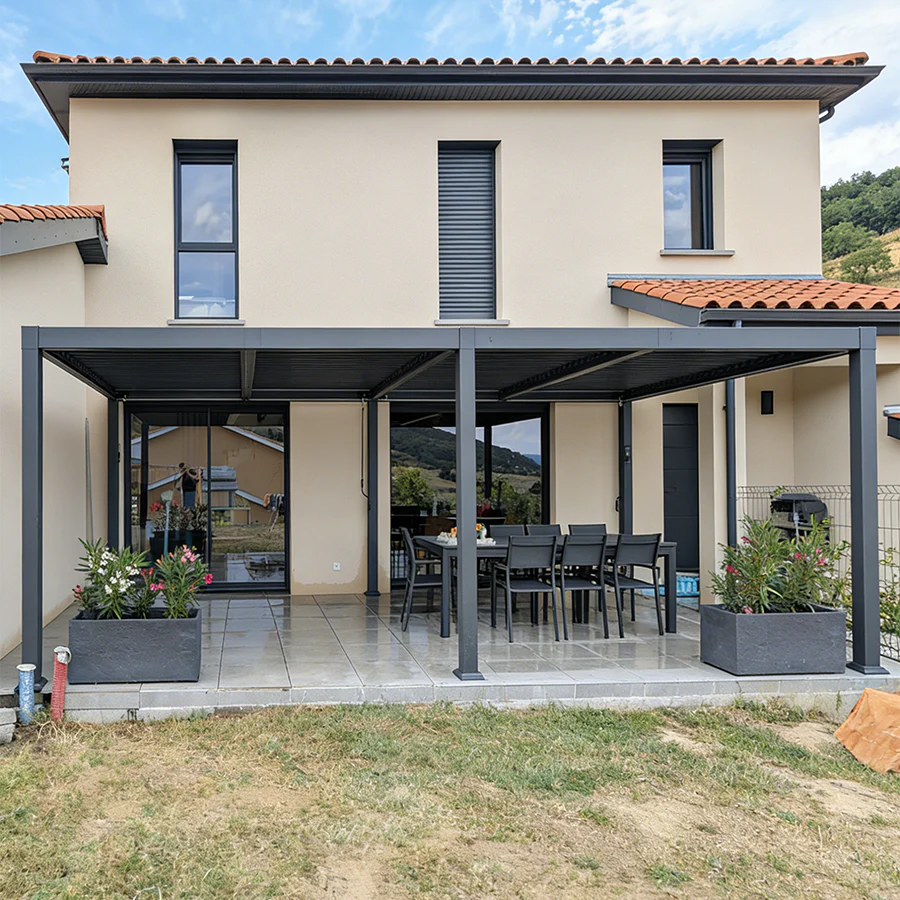 PURPLE LEAF Caesar Solar Louvered Pergola with LED Strip Lights and Control Panel Aluminum Outdoor Pergola with Adjustable Roof for Patio Deck Garden Yard Gray - Image 114