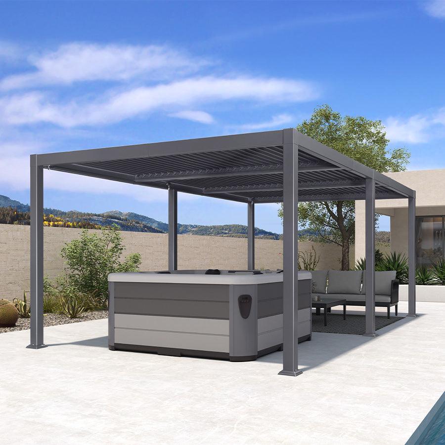 PURPLE LEAF Caesar Solar Louvered Pergola with LED Strip Lights and Control Panel Aluminum Outdoor Pergola with Adjustable Roof for Patio Deck Garden Yard Gray - Image 19