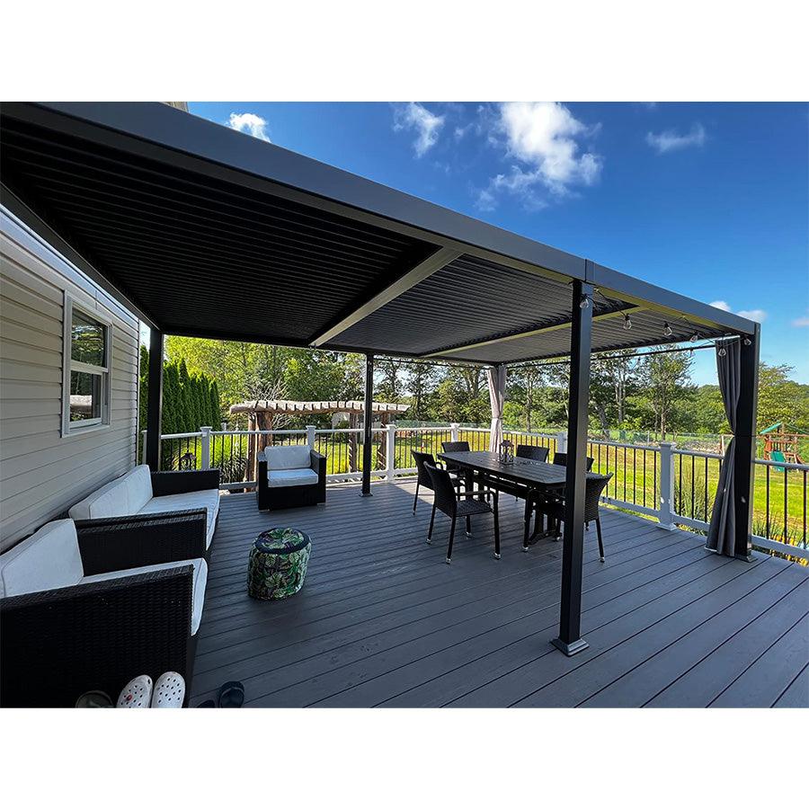 PURPLE LEAF Caesar Solar Louvered Pergola with LED Strip Lights and Control Panel Aluminum Outdoor Pergola with Adjustable Roof for Patio Deck Garden Yard Gray - Image 20