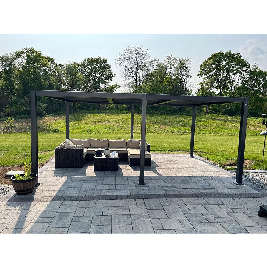 PURPLE LEAF Caesar Solar Louvered Pergola with LED Strip Lights and Control Panel Aluminum Outdoor Pergola with Adjustable Roof for Patio Deck Garden Yard Gray - Image 22