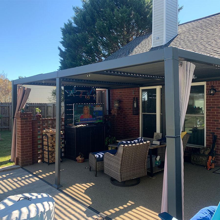 PURPLE LEAF Caesar Solar Louvered Pergola with LED Strip Lights and Control Panel Aluminum Outdoor Pergola with Adjustable Roof for Patio Deck Garden Yard Gray - Image 24