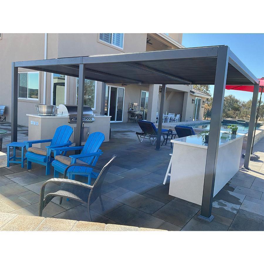 PURPLE LEAF Caesar Solar Louvered Pergola with LED Strip Lights and Control Panel Aluminum Outdoor Pergola with Adjustable Roof for Patio Deck Garden Yard Gray - Image 27