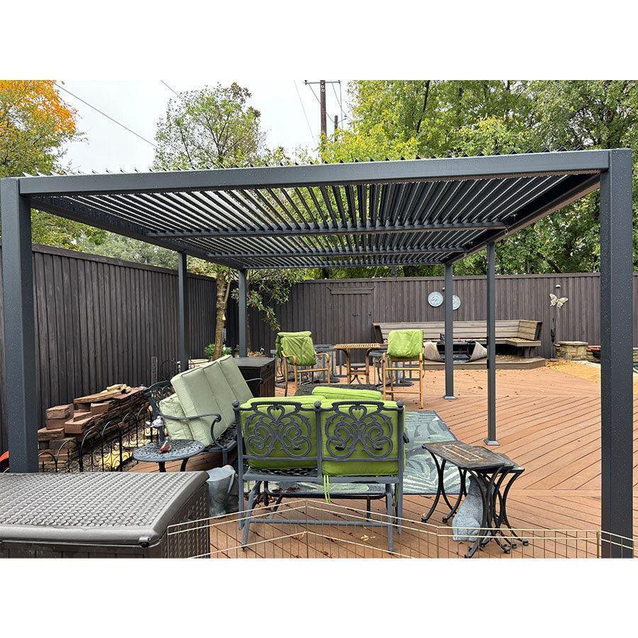 PURPLE LEAF Caesar Solar Louvered Pergola with LED Strip Lights and Control Panel Aluminum Outdoor Pergola with Adjustable Roof for Patio Deck Garden Yard Gray - Image 28