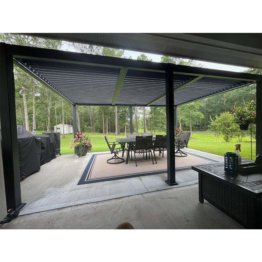 PURPLE LEAF Caesar Solar Louvered Pergola with LED Strip Lights and Control Panel Aluminum Outdoor Pergola with Adjustable Roof for Patio Deck Garden Yard Gray - Image 29