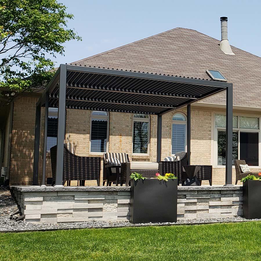 PURPLE LEAF Caesar Solar Louvered Pergola with LED Strip Lights and Control Panel Aluminum Outdoor Pergola with Adjustable Roof for Patio Deck Garden Yard Gray - Image 3