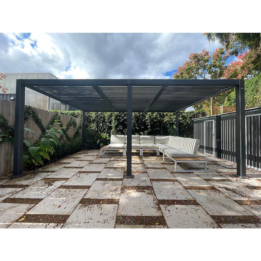 PURPLE LEAF Caesar Solar Louvered Pergola with LED Strip Lights and Control Panel Aluminum Outdoor Pergola with Adjustable Roof for Patio Deck Garden Yard Gray - Image 31