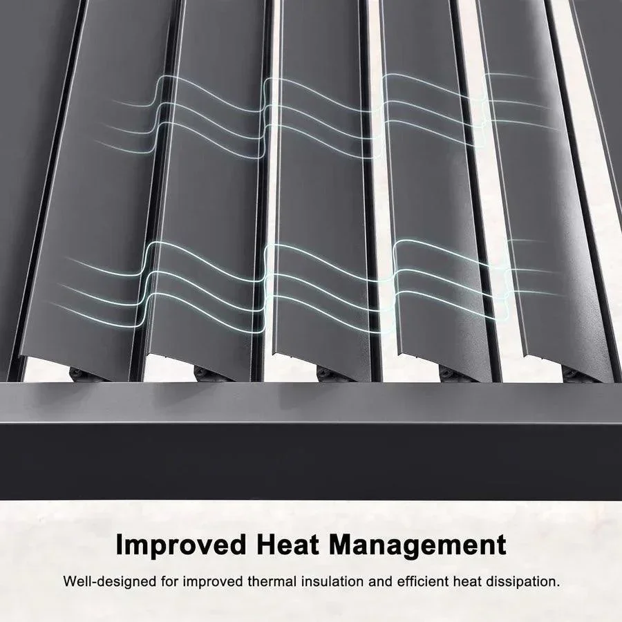 PURPLE LEAF Caesar Solar Louvered Pergola with LED Strip Lights and Control Panel Aluminum Outdoor Pergola with Adjustable Roof for Patio Deck Garden Yard Gray - Image 34