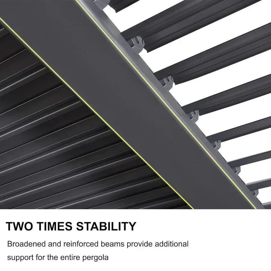 PURPLE LEAF Caesar Solar Louvered Pergola with LED Strip Lights and Control Panel Aluminum Outdoor Pergola with Adjustable Roof for Patio Deck Garden Yard Gray - Image 35