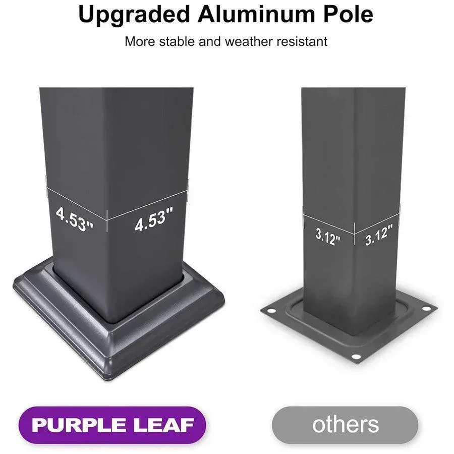 PURPLE LEAF Caesar Solar Louvered Pergola with LED Strip Lights and Control Panel Aluminum Outdoor Pergola with Adjustable Roof for Patio Deck Garden Yard Gray - Image 40