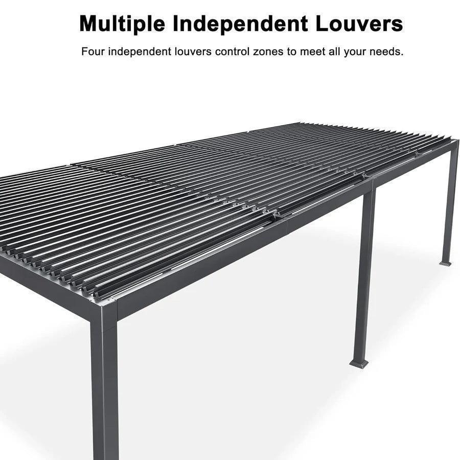 PURPLE LEAF Caesar Solar Louvered Pergola with LED Strip Lights and Control Panel Aluminum Outdoor Pergola with Adjustable Roof for Patio Deck Garden Yard Gray - Image 41